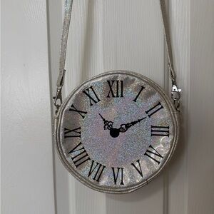 Y2K Holo Circle Vintage Purse with Clock Design